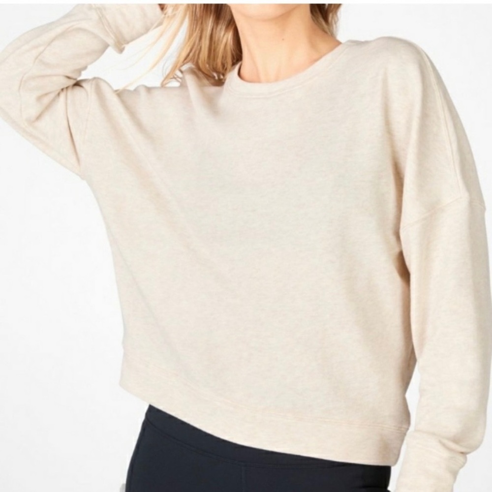 Fabletics Stacey Pullover Cream Crewneck basic sweatshirt h5